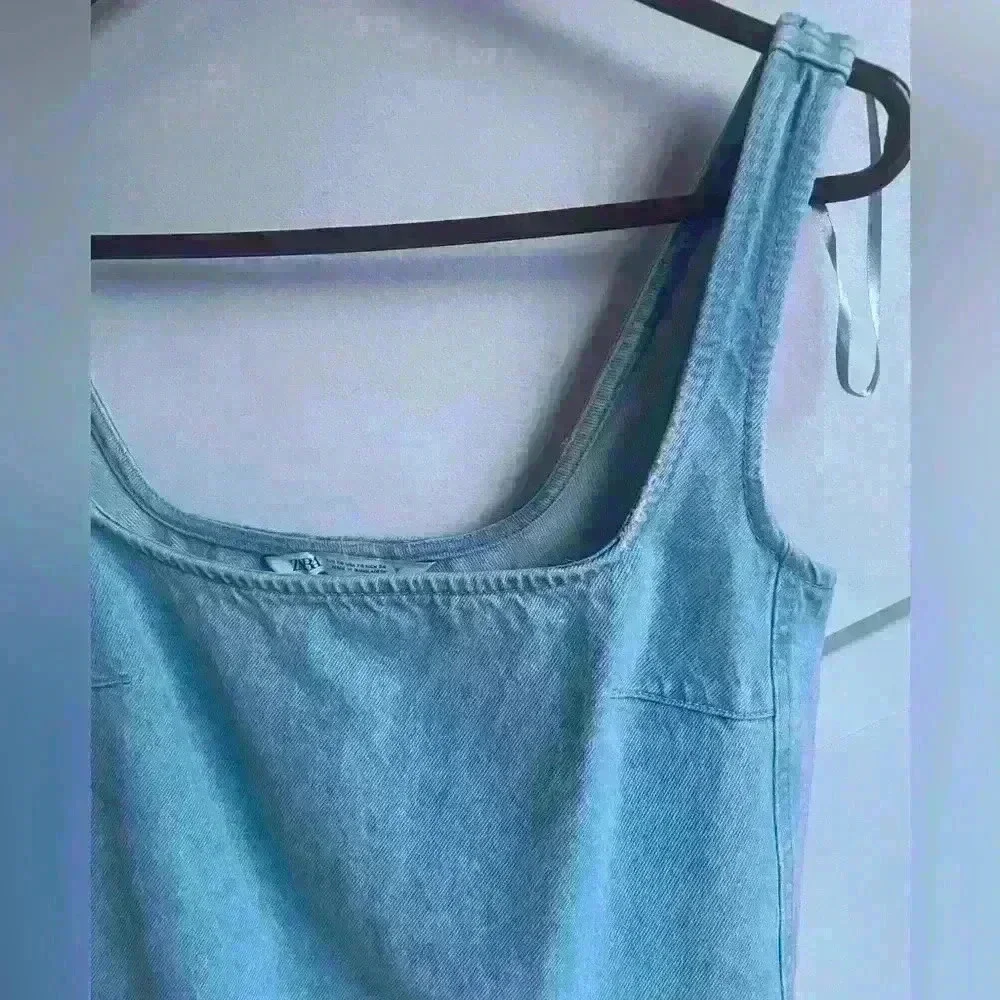 ZARA Square Neck Denim Tank  Mini Dress size XS NWOT - Picture 7 of 10